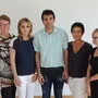Ziehen nach einem Jahr Bilanz: Shadi Bathish, Waltraud Gsöls, Anna Grigorian (Caritas-Regionalbetreuerin), Farid Ahmad Farahmand, Andrea Descovich, Bettina Kuplen und Rudi Kulovic