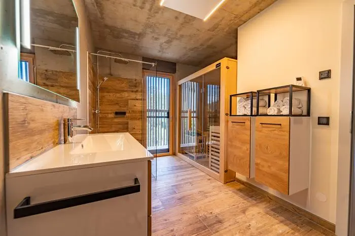 Jedes Appartement verfügt über eine Sauna