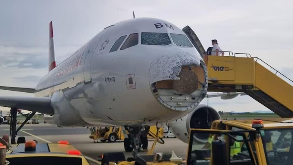 Der Airbus A320 flog am Sonntag am Weg nach Wien durch eine Gewitterzelle.