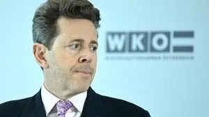 Download von www.picturedesk.com am 12.11.2025 (17:16). 
ABD0026_20230418 - WIEN - ÖSTERREICH: WKO-Präsident Harald Mahrer im Rahmen einer PK anl. der Präsentation des ?Memorandum of Understanding zwischen Wirtschaftsministerium und Wirtschaftskammer Österreich (WKÖ) zum Arbeitsmarkt/Arbeitskräftemangel" am Dienstag, 18. April 2023, in Wien. - FOTO: APA/ROLAND SCHLAGER - 20230418_PD2506 - Rechteinfo: Rights Managed (RM)