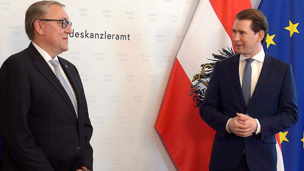 Kanzler Sebastian Kurz mit dem russischen Botschafter Dmitri Ljubinski