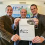 FPÖ-EU-Parlamentarier Georg Mayer, FPÖ-Bezirksparteiobmann Erich Hafner und FPÖ-Landesparteisekretär Stefan Hermann
