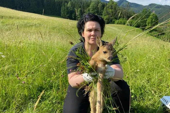 Verena Schabereiter bei einer Rettung.
