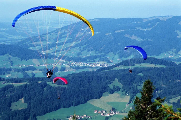 Der Hausberg von Andelsbuch trägt den Namen „Niedere“, was jedoch kein Hinweis auf seine geringe Höhe ist. Rund 1700 Meter hoch ist die höchste Erhebung des langezogenen Bergrückens. Wer ihn erwandert, genießt herrliche Ausblicke bis zum Bodensee und über den Bregenzerwald. Alpenblumen säumen den Weg und immer wieder trifft man Paragleiter. Die Niedere ist dank der guten Thermik eines der besten Fluggebiete weitum. Von Andelsbuch bringt eine Sesselbahn Wanderer auf den Berg. Einkehren kann man im Panoramarestaurant auf der Baumgartnerhöhe und im Berggasthof Niedere. Ganz in seiner Nähe lohnt die moderne, aus Holz gebaute Theodulkapelle einen Besuch. Auf dem Weg ist man rund 1:30 Stunden unterwegs, wandert 140 Höhenmeter bergauf und bergab.