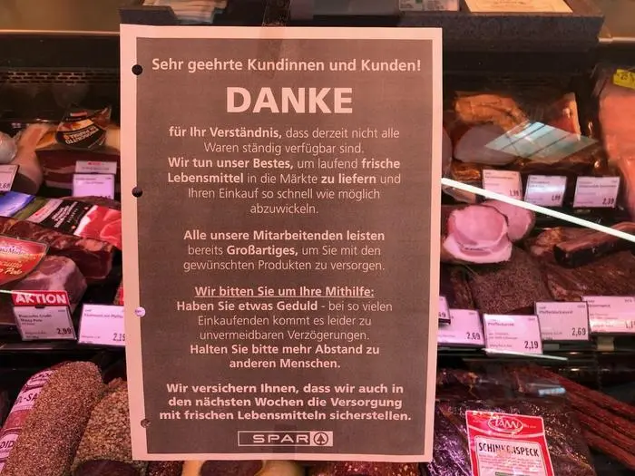 Info-Schreiben an die Kunden: Versorgung ist sichergestellt