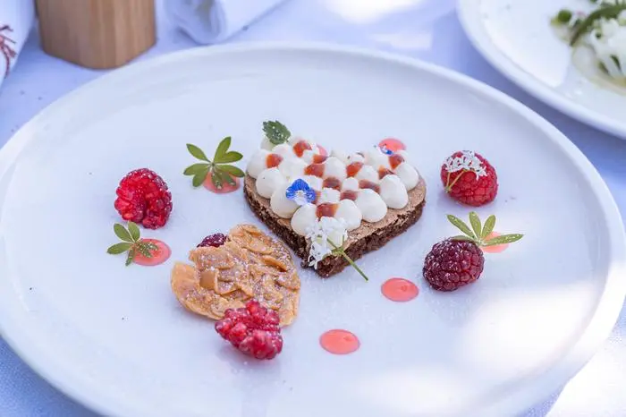 Herziges Kunstwerk: das Honig-Topfen-Schokoladen-Dessert von Joachim Gradwohl