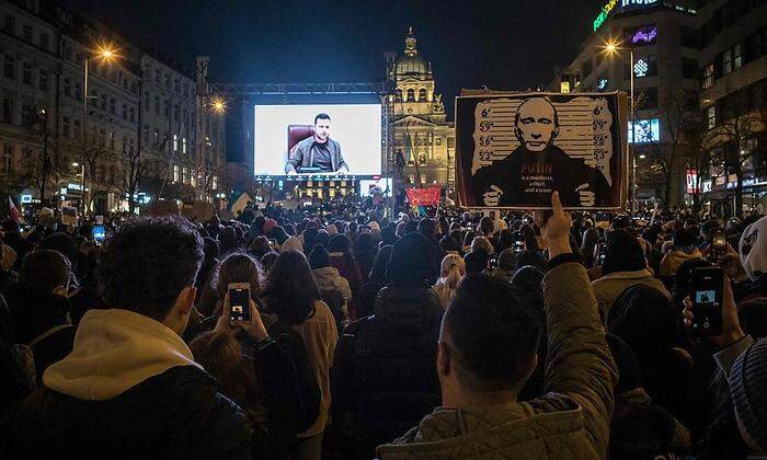 Demonstration in Prag am Freitagabend