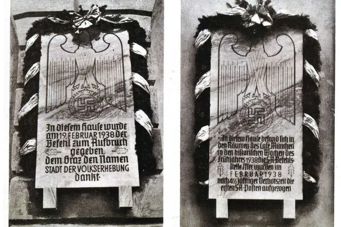 Illegale Nazis hatten in der Mandellstraße ihren Stützpunkt, wo heute das Theatercafé ist. 1938 wurde dann hier "die ersten SA-Posten aufgezogen".