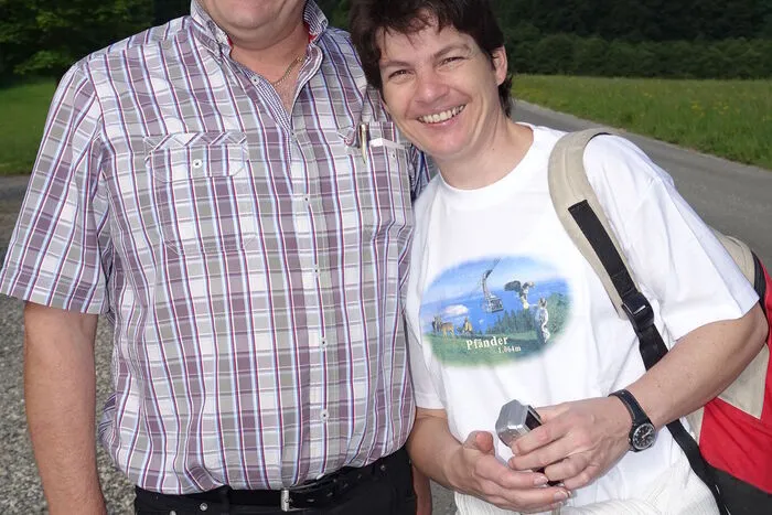 Papa Martin Tippler mit Fan Birgit Schmied aus Irdning