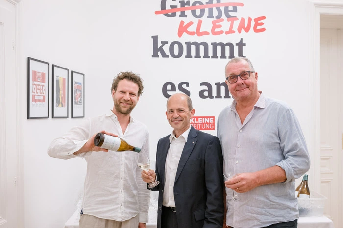 Winzer Jürgen Trummer, TUI-Chef Gottfried Math und DDSG-Chef Wolfgang Fischer