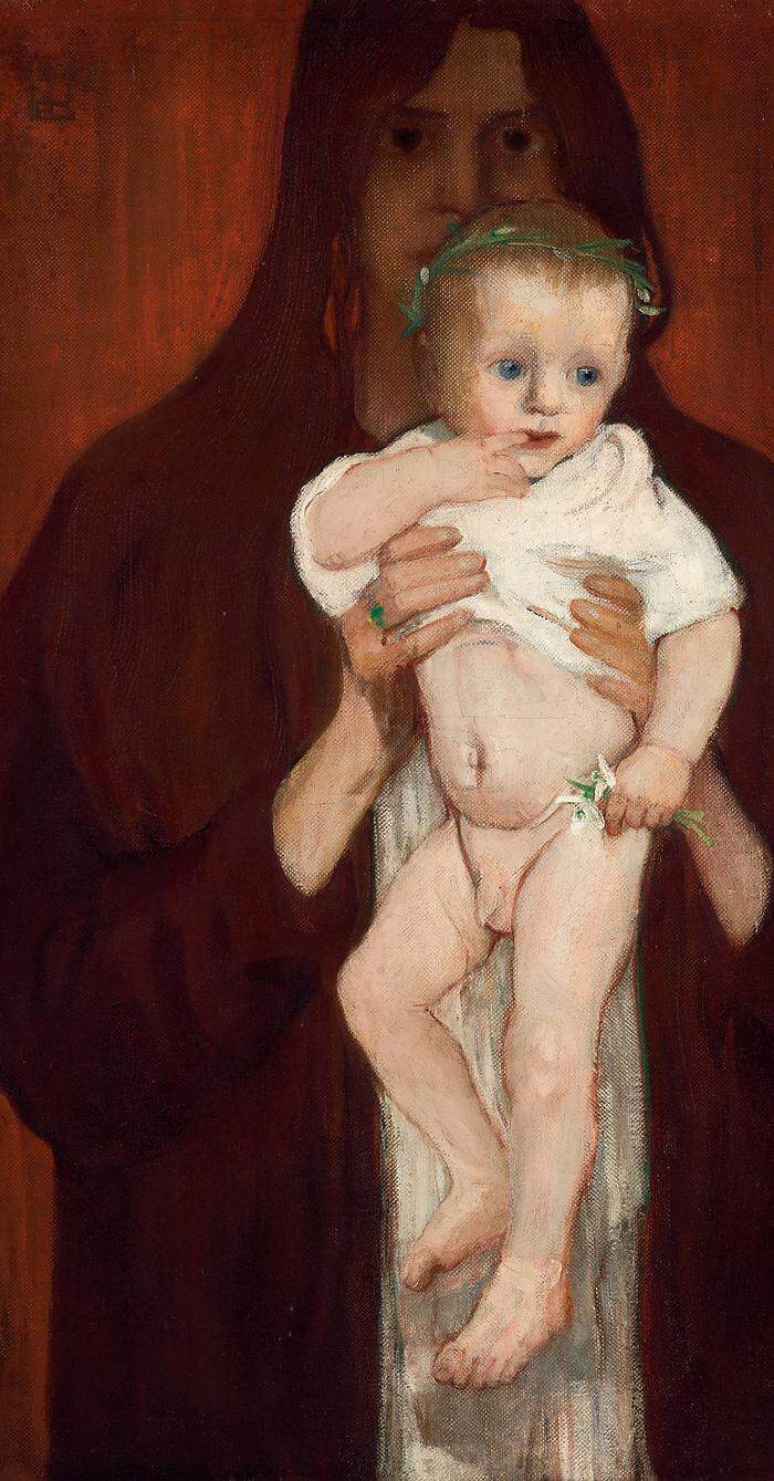 "Ver Sacrum", Selbstporträt mit Sohn Peter, 1901