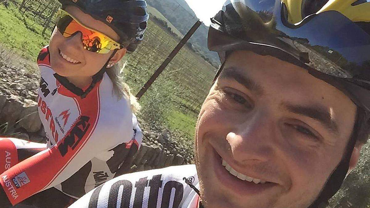 Tina Perchtold mit Freund Alexey beim Training auf Mallorca