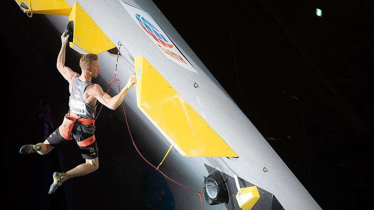 Jakob Schubert in der Kletterhalle - der Tiroler ist Österreichs große Medaillenhoffnung bei Olympia. Auch 2021 in Tokio