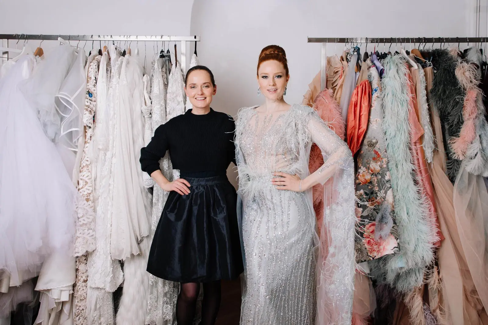 Eva Poleschinski designte ein Kleid für Model Barbara Meier