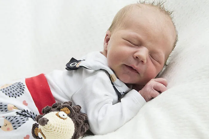 Annelie (3555 g, 51 cm) wird von ihrem Bruder Philipp (2) gut behütet. Das Licht der Welt erblickte das Mädchen am 7. November exakt um 9.04 Uhr. Verwöhnt wird die Kleine auch von ihren stolzen Eltern Bettina Srienz und Harald Pirker aus St. Veit.