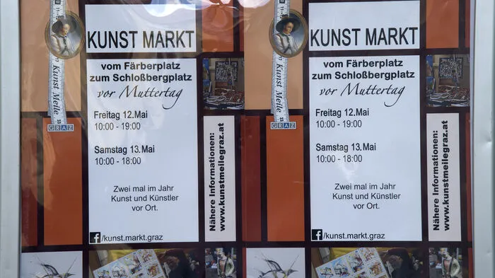 Der Schloßbergplatz und der Färberplatz sind die Treffpunkte für Künstler und Kunstliebhaber beim Kunstmarkt der Kunstmeile Graz