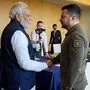 Der ukrainische Präsident Wolodymyr Selenskyj mit Indiens Premier Narenda Modi in Hiroshima. 