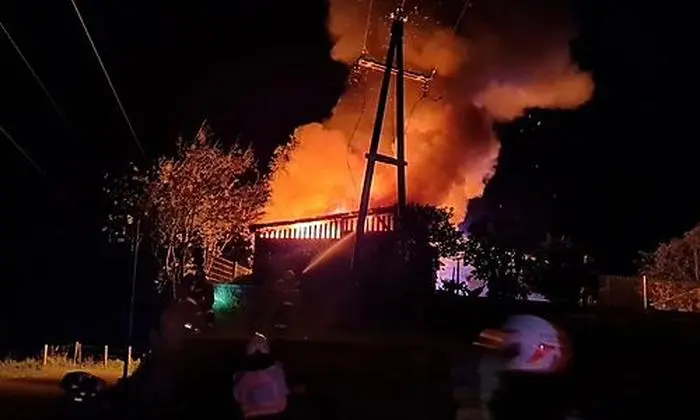 Durch den Brand wurde eine Stromleitung beschädigt