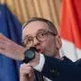 Federal party chairman of the right-wing Freedom Party Austria (FPOe) Herbert Kickl delivers his speech during a presentation of the candidates for the EU election on March 18, 2024 in Altlenbach, Lower Austria. (Photo by Alex HALADA / AFP)