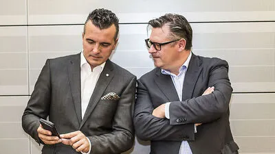 Parteichef Darmann und Klubchef Leyroutz