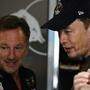 Red-Bull-Teamchef Christian Horner erklärt Elon Musk in der Box die Welt der Formel 1 