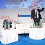 Vizekanzler Heinz-Christian Strache (FPÖ) bei einer Podiumsdiskussion mit Thilo Sarrazin.