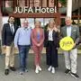 Bürgermeister Josef Wallner, Harald Franzl, Hotelleitung JUFA Hotel Deutschlandsberg, Evelyn Regner, Vizepräsidentin des Europäischen Parlaments, Bundesrätin Elisabeth Grossmann und Gerhard Wendl, Geschäftsführung JUFA Hotels