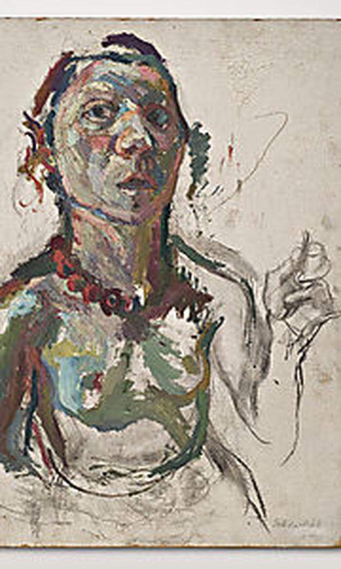 Maria Lassnig: "Selbstporträt expressiv" von 1945