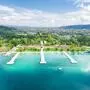 Luftbildaufnahmen, hier vom Strandbad Klagenfurt und der Stadt dahinter, werden immer beliebter