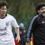 Lionel Messi und Diego Maradona bei der WM 2010