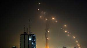Ein vergangener Raketenangriff der Hamas 
