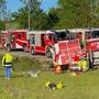 In Niederösterreich ist ein Feuerwehrauto auf dem Weg zu einem Einsatz umgestürzt 