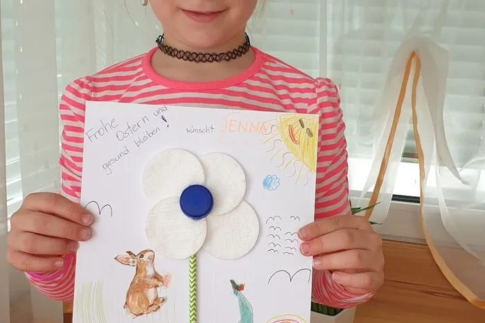 Jenna Biela hat ebenfalls ein kreatives Osterbild gestaltet. Sie ist sieben Jahre alt.