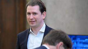 Der Angeklagte, Ex-Bundeskanzler Sebastian Kurz (ÖVP), heute am Straflandesgericht Wien