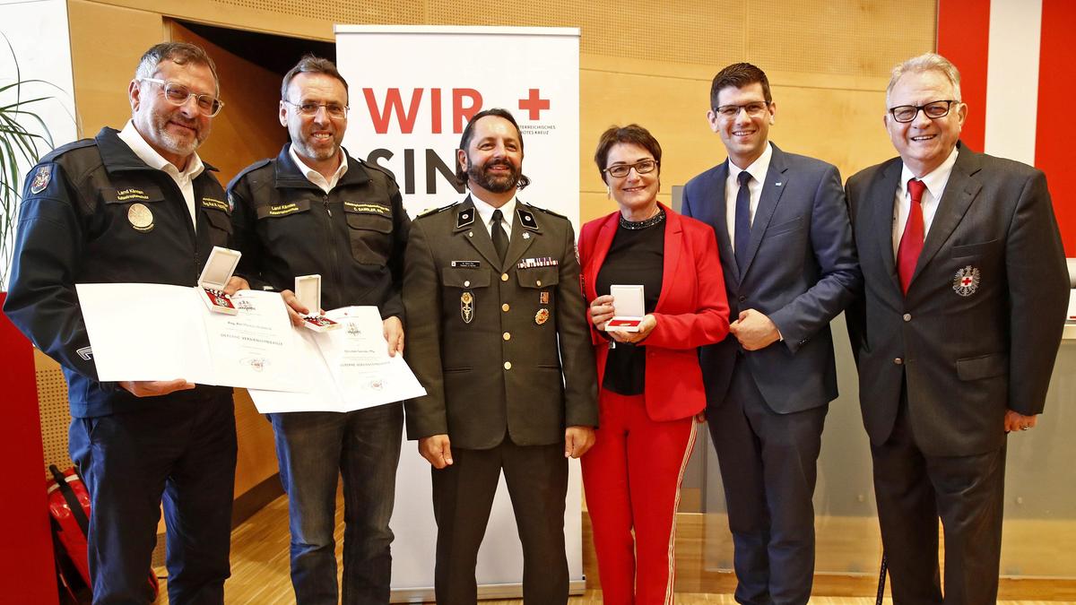 Hudobnik, Gamsler, Pirz, Landesrätin Beate Prettner, Landeshauptmann-Stellvertreter Martin Gruber und Ehrenpräsident Peter Ambrozy (von links)