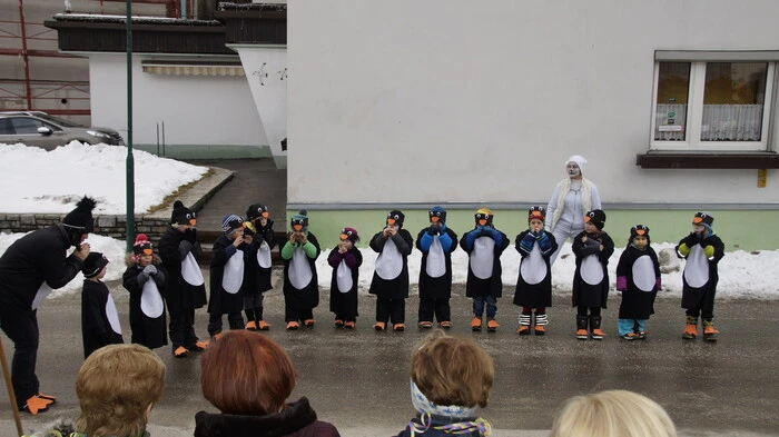 Die Pinguine von Wald freuten sich über den Schnee, auch wenn er nicht so üppig wie sonst ist.