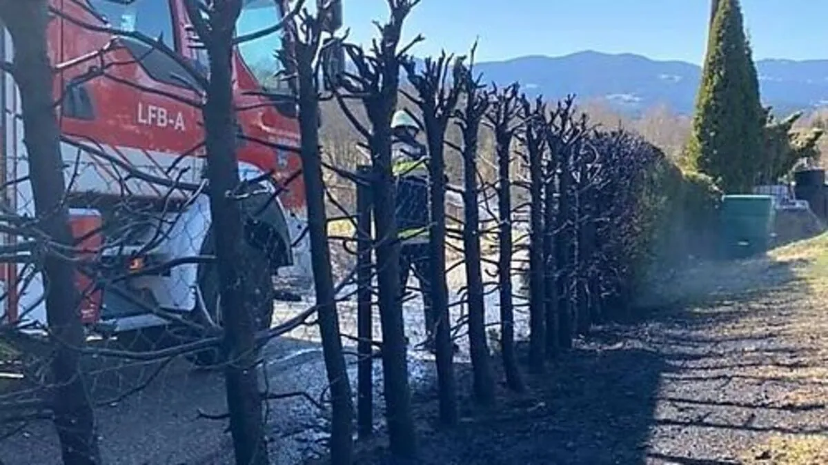 15 Kameraden der Freiwilligen Feuerwehr Radweg rückten zum Heckenbrand aus 