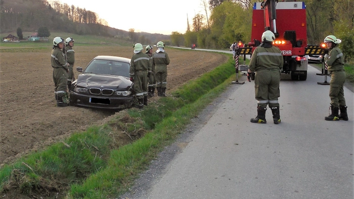 Der Unfall-Pkw landete im Acker