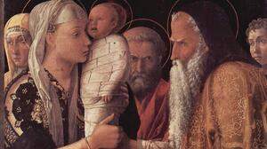 Das gefatschte Jesukind auf dem Gemälde „Christi im Tempel“ von Andrea Mantegna um 1454 