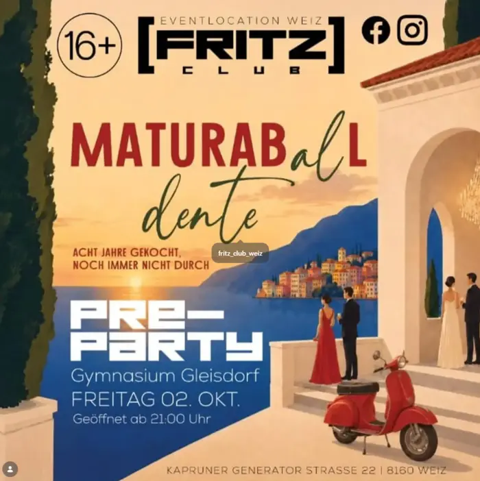 Das Gymnasium Gleisdorf lud am 2. Oktober auch zur Maturaball-Preparty in den Fritz Club in Weiz