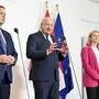 Jetzt spricht der Kanzler: Christian Stocker (ÖVP) mit seinen Koalitionspartnern Andreas Babler (SPÖ) und Beate Meinl-Reisinger (Neos)