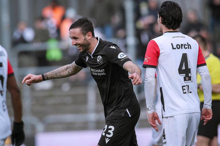 Hier jubelte Markus Pink noch für den SV Sandhausen (Tor bei Viktoria Köln)