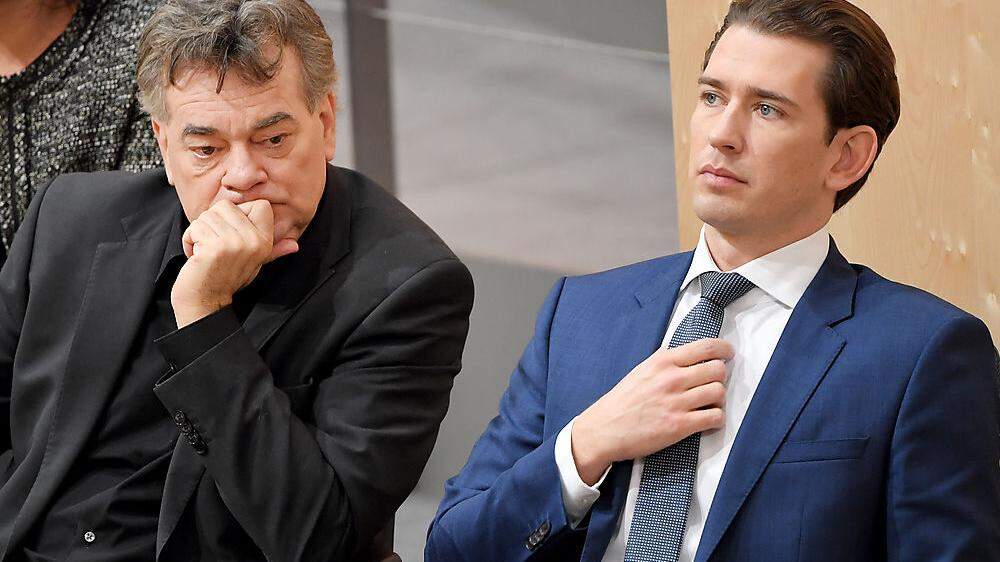 Vizekanzler Werner Kogler, Kanzler Sebastian Kurz  heute im Parlament