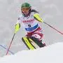 Katharina Liensberger of Austria competes during the first run of the women's slalom in the FIS Ski World cup in Spindleruv Mlyn, Czech Republic, on March 9, 2019. (Photo by Michal CIZEK / AFP)