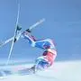 This screen grab taken at the finish area shows France's Alexis Pinturault crashing during the men's Super G event of the FIS Alpine Skiing World Cup in Kitzbuehel, Austria, on January 24, 2025. (Photo by JOE KLAMAR / AFP)