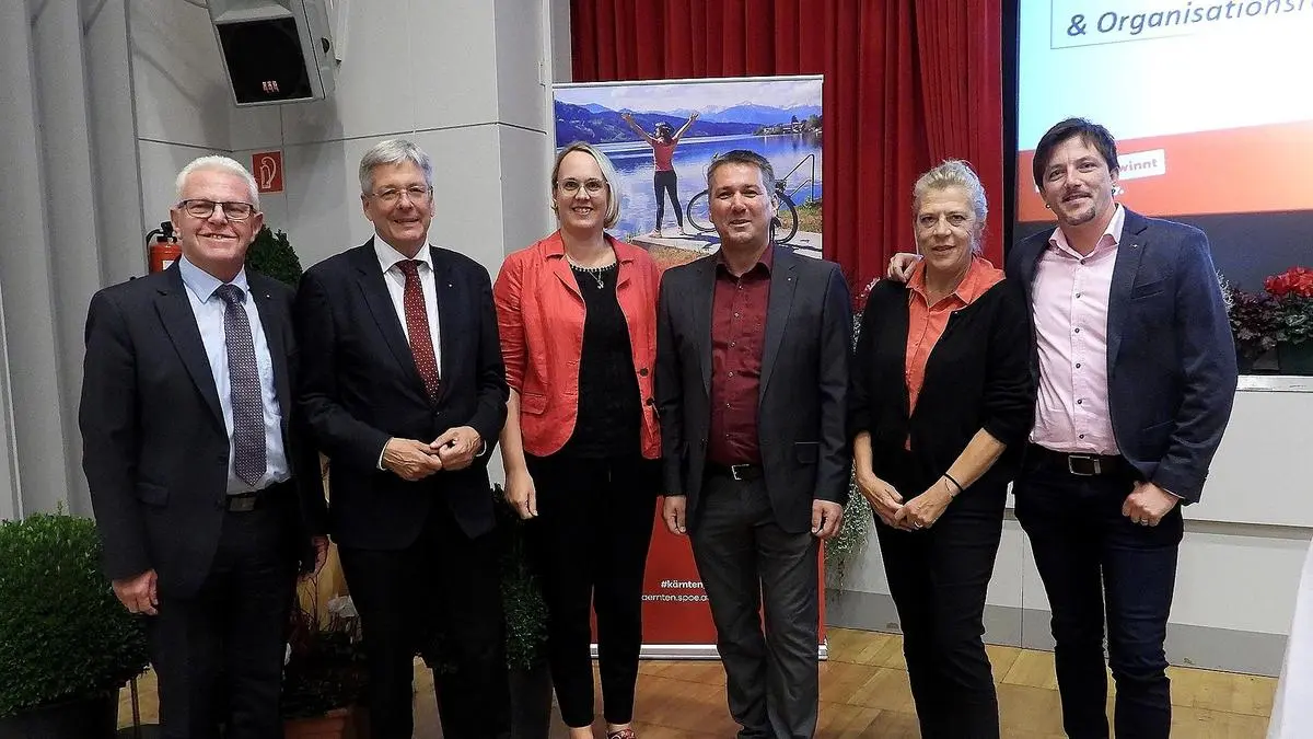 Alfred Tiefnig, Peter Kaiser, Almut Smoliner, Andreas Unterrieder, Angelika Hinteregger und Rene Hasslacher