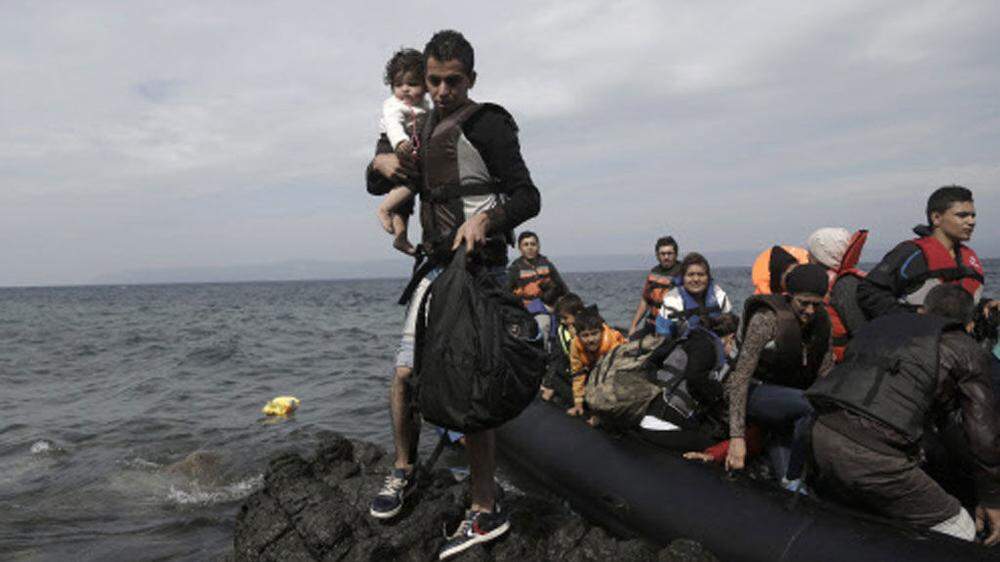 Flüchtlinge bei ihrer Ankunft in Griechenland