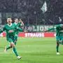 VIENNA,AUSTRIA,13.MAR.25 - SOCCER - UEFA Conference League, round of 16, SK Rapid Wien vs FK Borac Banja Luka. Image shows the rejoicing of Louis Schaub and Mamadou Sangare (Rapid).
Photo: GEPA pictures/ Armin Rauthner
