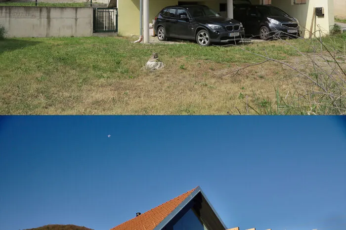 Das Dach des alten Hauses war bereits neu gedeckt worden, beim Umbau blieb aber bis auf die Außenmauern und den Gewölbekeller kaum ein Stein auf dem anderen.