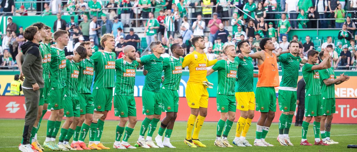 VIENNA,AUSTRIA,05.MAY.24 - SOCCER - ADMIRAL Bundesliga, championship group, SK Rapid Wien vs Red Bull Salzburg. Image shows the rejoicing of Rapid.
Photo: GEPA pictures/ Philipp Brem